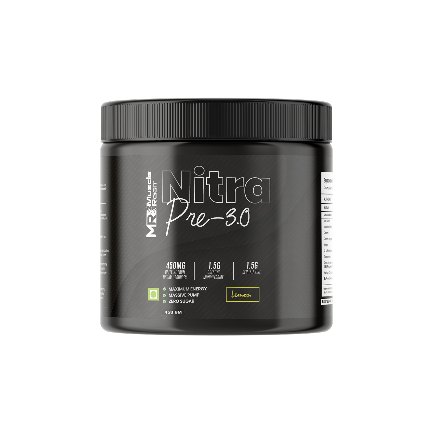 Muscle Reign Nitra Pre 3.0 pre workout in Lemon flavour for enhanced energy and performance